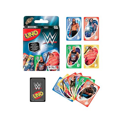 Juego de Cartas UNO de la WWE para niños, Adultos y Noches Familiares, mazo Coleccionable Que Incluye a Las superestrellas favoritas de los Fans