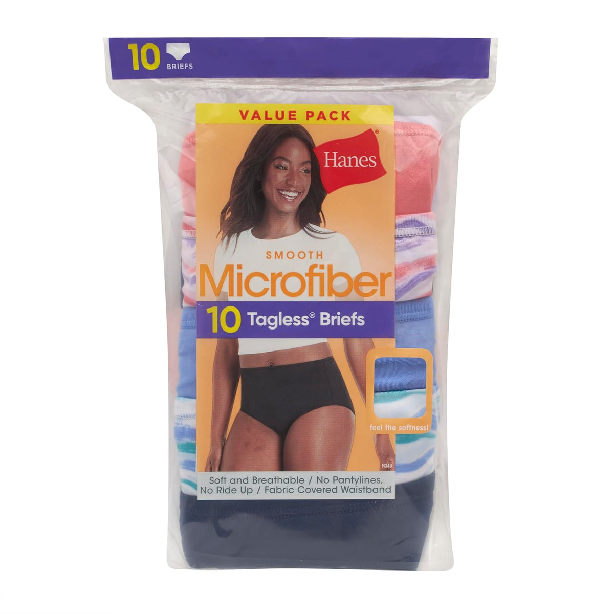 Hanes Ropa Interior de Microfibra Cool Comfort, Paquete de 10 Ropa Interior para Mujer