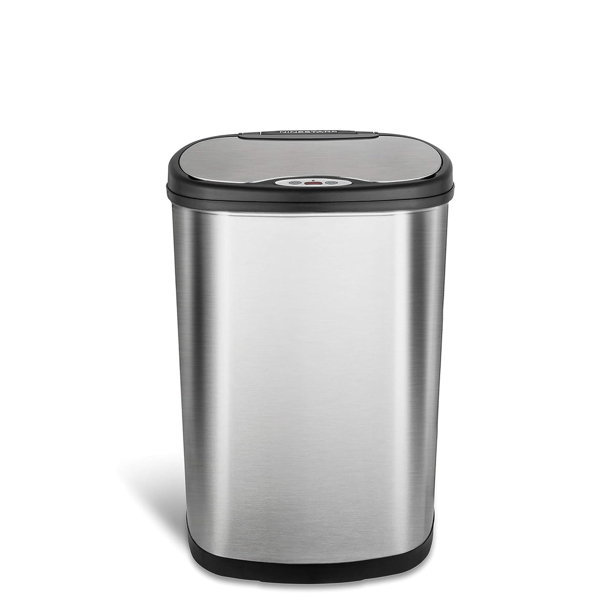 NINESTARS DZT-50-13 la papelera original sin contacto con sensor de movimiento automático, parte superior negra, 13.2 galones / 50 L, Acero Inoxidable, Art Deco, Acero inoxidable, 13 Gal. 50 L, 1