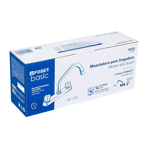 Foset Basic FP-317, Mezcladora acero inoxidable 8" para fregadero, cuello corto