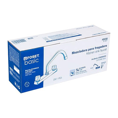 Foset Basic FP-317, Mezcladora acero inoxidable 8" para fregadero, cuello corto