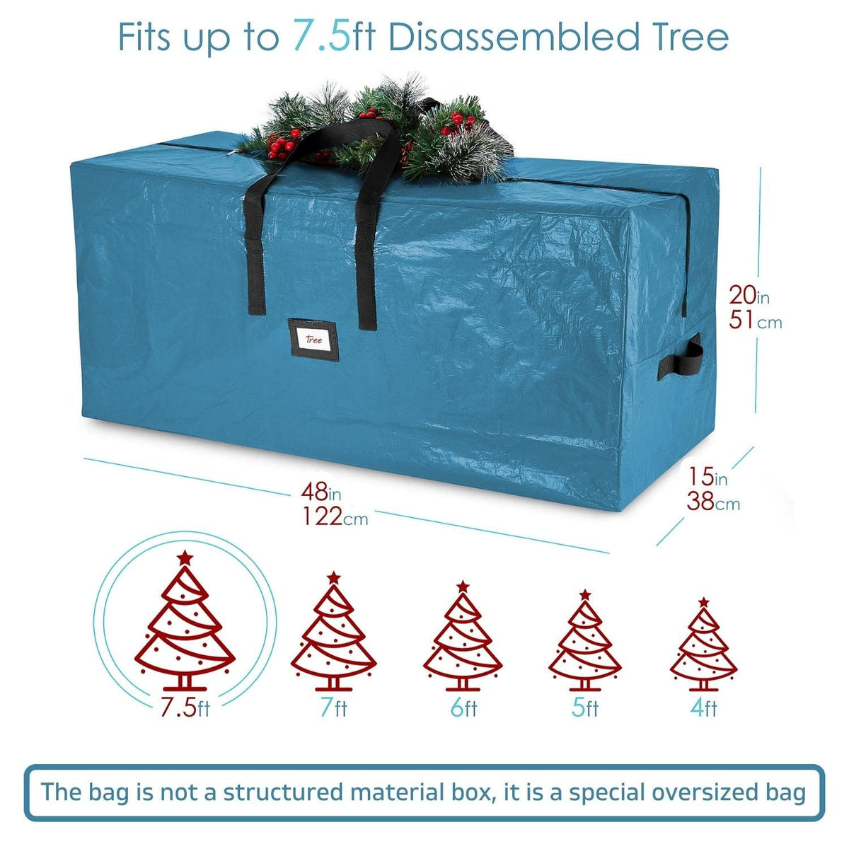 Christmas Tree Storage Bag - Fits Up To 7.5 ft Holiday Trees - Large Christmas Tree Storage Box Container Made from Durable Waterproof Fabric with Handles & Dual Zipper - by Hearth & Harbor