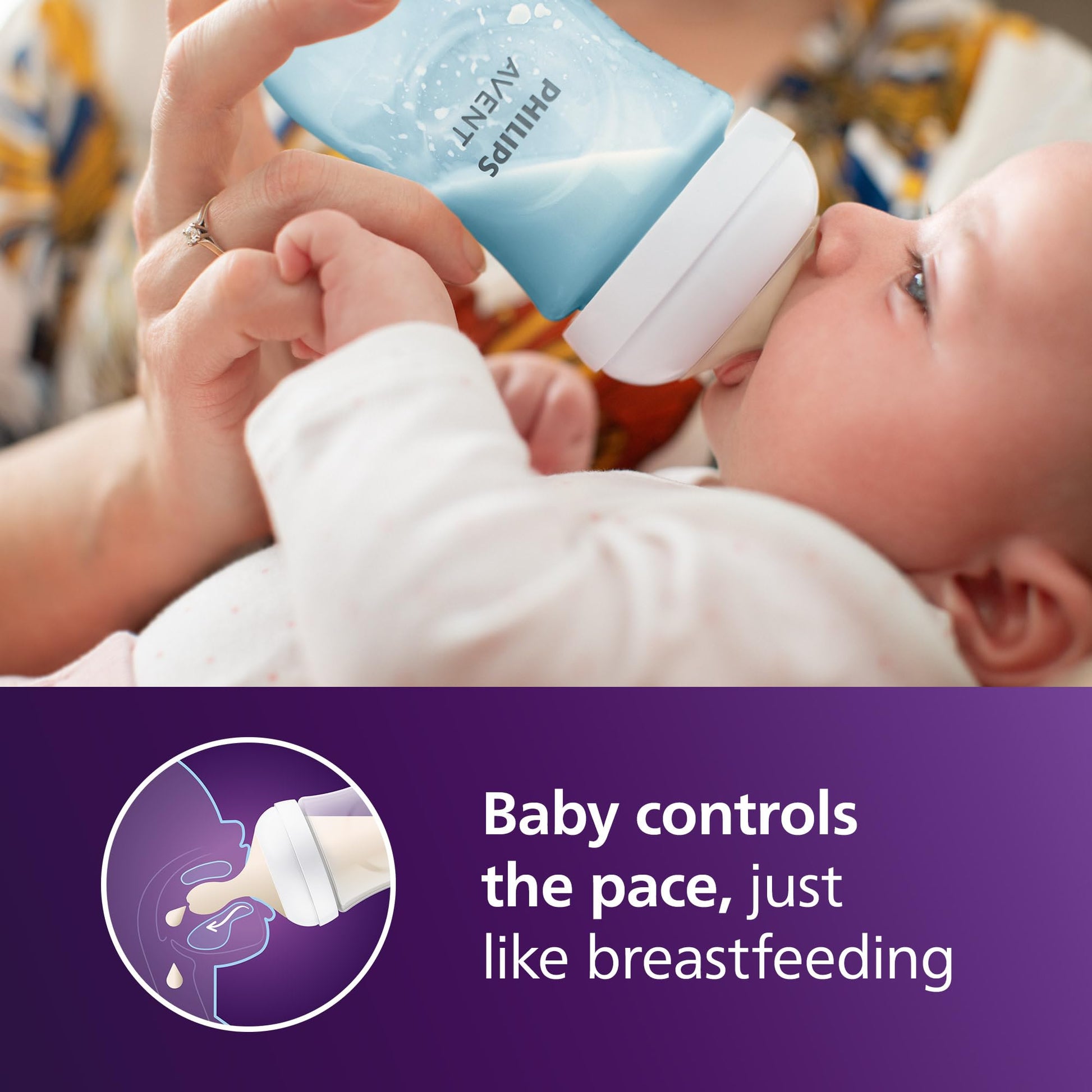 Philips Avent Biberón Natural Response con válvula anticólicos, color azul, 9 oz/260 ml, 1 ml+, Flujo 3 Medio. 4 piezas, SCY903/24