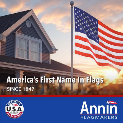 Annin Flagmakers Model 2730 American Flag 5x8 ft. Tough-Tex the Strongest, Longest Lasting Flag , 100% Made in USA with Sewn Stripes, Embroidered Stars and Brass Grommets.