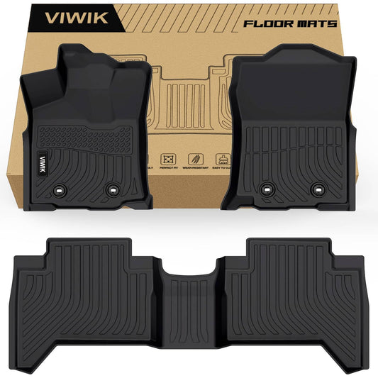VIWIK Alfombrillas de TPE para Toyota Tacoma 2018-2023 Cabina Doble, 1ª y 2ª Fila, Negras 02FL000013CU21