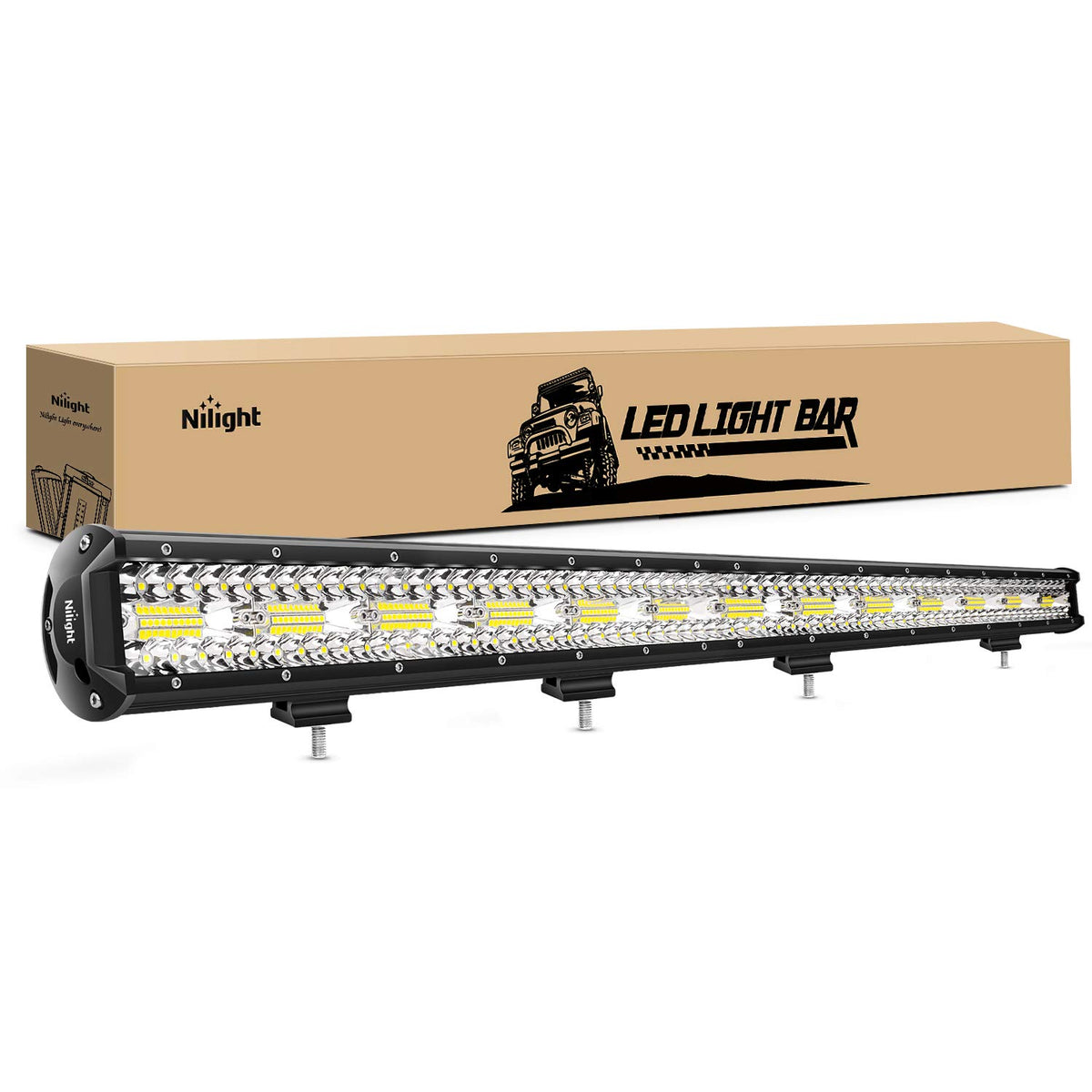 Nilight Barra de Luz LED de 4 Filas, Combo Spot y Flood, para Todoterreno - 37Inch Triple Row light bar