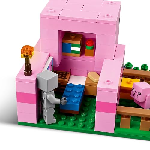 LEGO® Minecraft® La Casa-Cerdo Bebé Juguete de construcción basado en el Videojuego con un Piglin Zombificado en el bioma Bosque, Regalo para niñas y niños Desde 7 años 21268