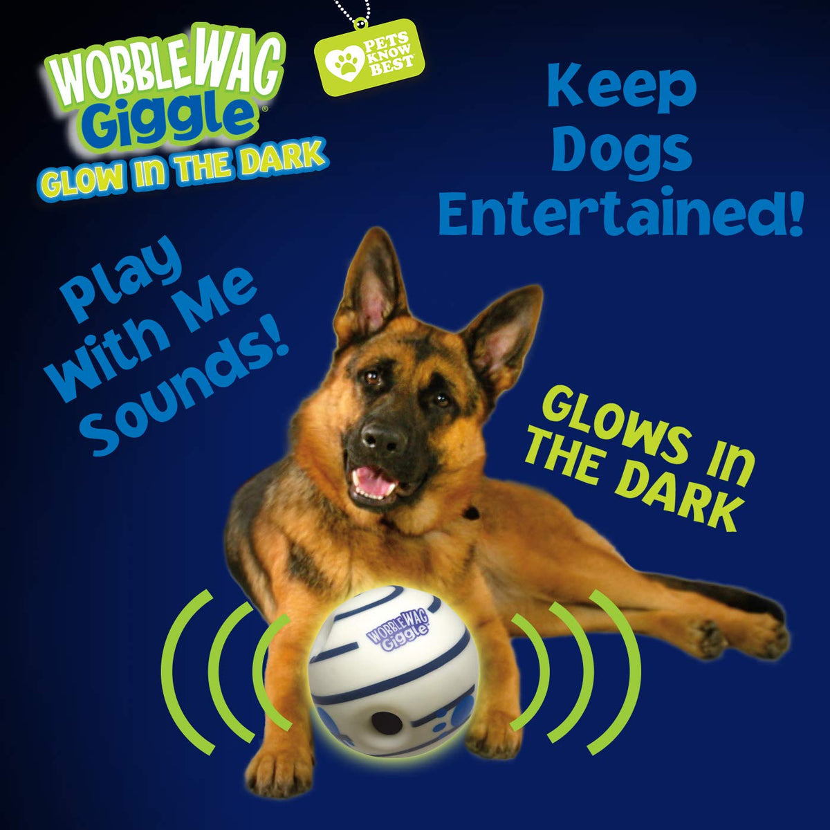 Wobble Wag Giggle Brilla en la Oscuridad, Juguete Interactivo para Perro, Divertidos Sonidos de Risa Cuando se enrollan o se agita, Las Mascotas Saben Mejor, como se ve en la televisión