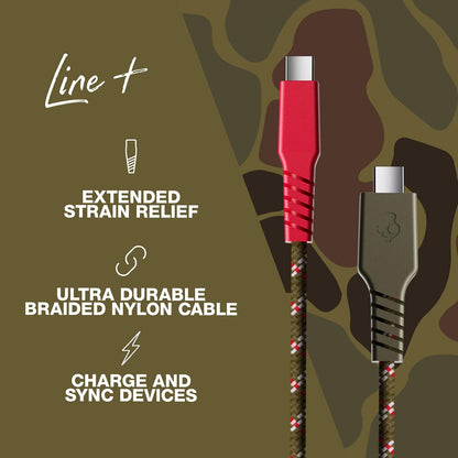 Skullcandy Line+ Cable de Carga USB-C de 60 W, Compatible con Android, Cable USB-C a USB-C de 60 W, Cargador USB-C de Carga Rápida, 6 Pies
