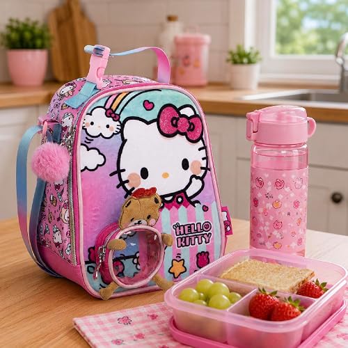 Ruz Lonchera Infantil y Preescolar | Hello Kitty | 100% Poliéster Capacidad 3 Litros | Lonchera con Asa para Niños con Compartimento Principal y Cremallera | Recomendado desde 3 años
