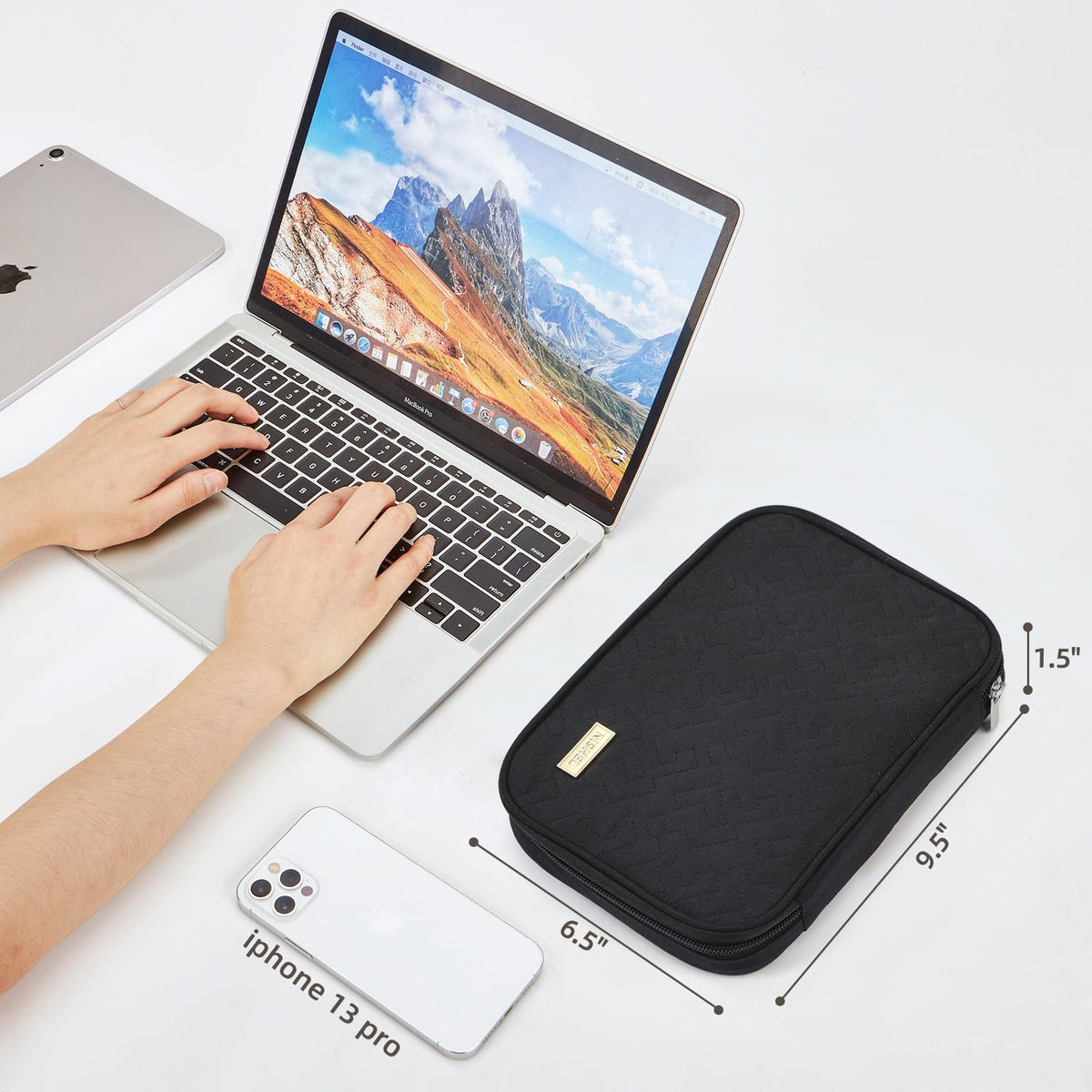 NISHEL - Funda organizadora de cable de viaje, bolsa electrónica Tech, esencial para cargador, cable, teléfono, disco duro, USB, tarjeta SD