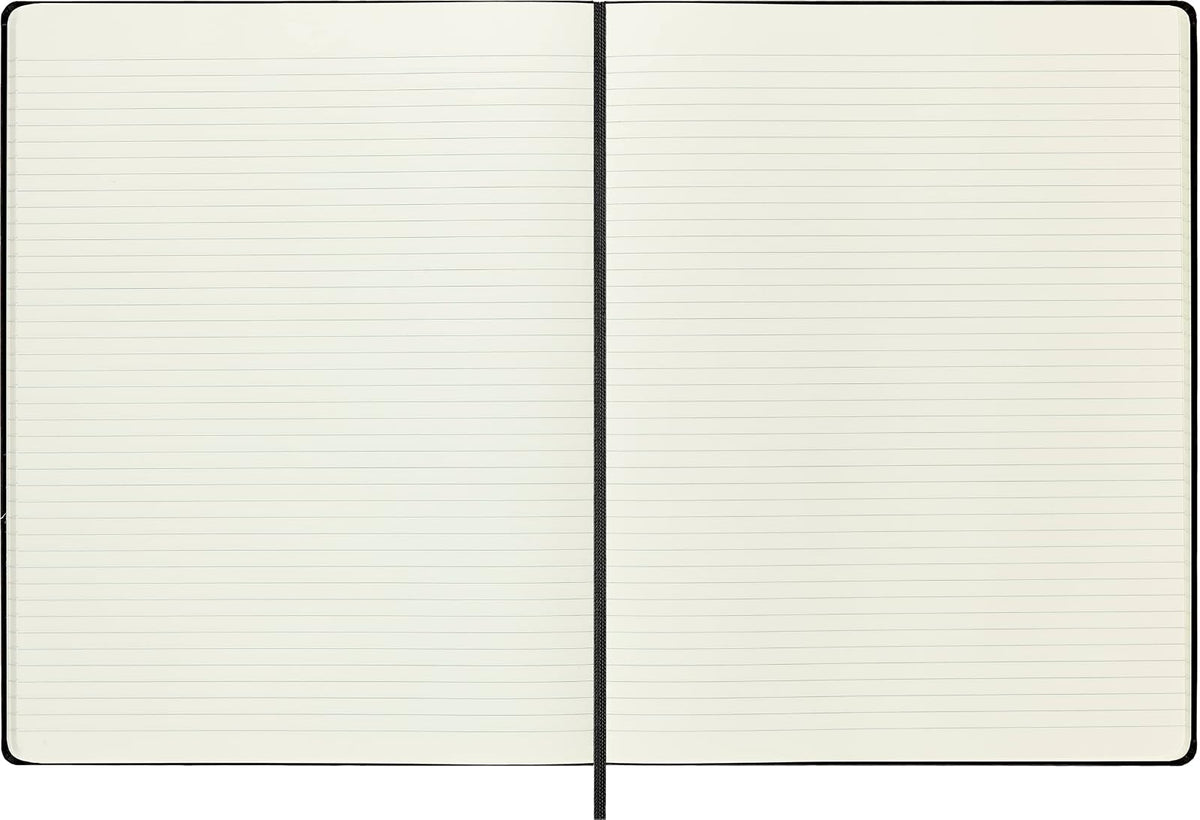 Moleskine Notebook, XXL, Ruled, Black, Hard Cover (8.5 X 11) | Cuaderno XXL de 8.5 x 11 pulgadas con 192 páginas rayadas para diario, toma de notas, planificación y proyectos creativos.