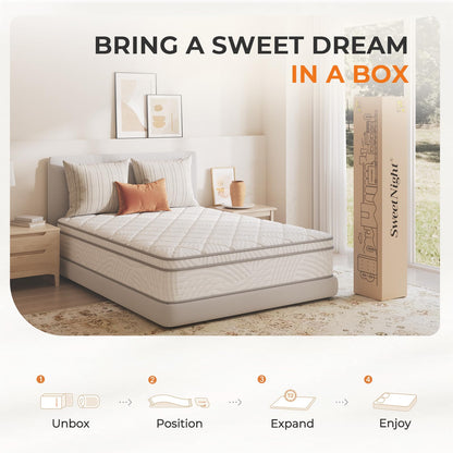 Sweetnight Colchón Twim de 10 Pulgadas en una Caja con Espuma cómoda, Bolsillo Envuelto Individualmente para Aislamiento de Movimiento y Alivio del Dolor, colchones de tamaño Doble Certificado