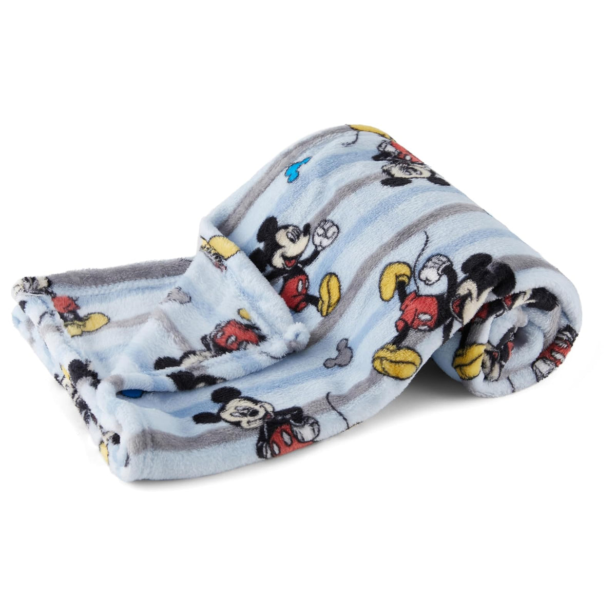 Disney Manta de Franela para Bebé, Mickey y Minnie Mouse, 76 x 102 cm - Rayas de Mickey Mouse - 30 x 40 inch
