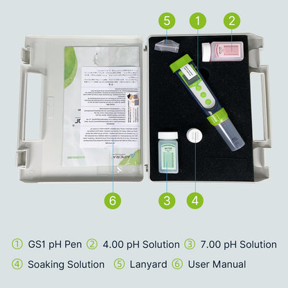 Apera Instruments AI101G GroStar Series GS1 Kit de probador de pluma de pH con sonda de pH reemplazable de doble unión para pruebas de calidad de agua hidropónica, Gen II