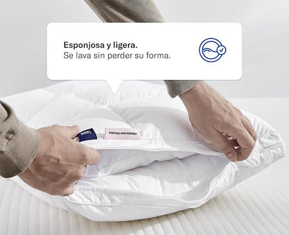 Luuna Almohada Ajustable Down Alternative, Funda 100% algodón, Alto Confort y Relleno Ajustable, Hipoalergénica y antiácaros, Blanco, King Size