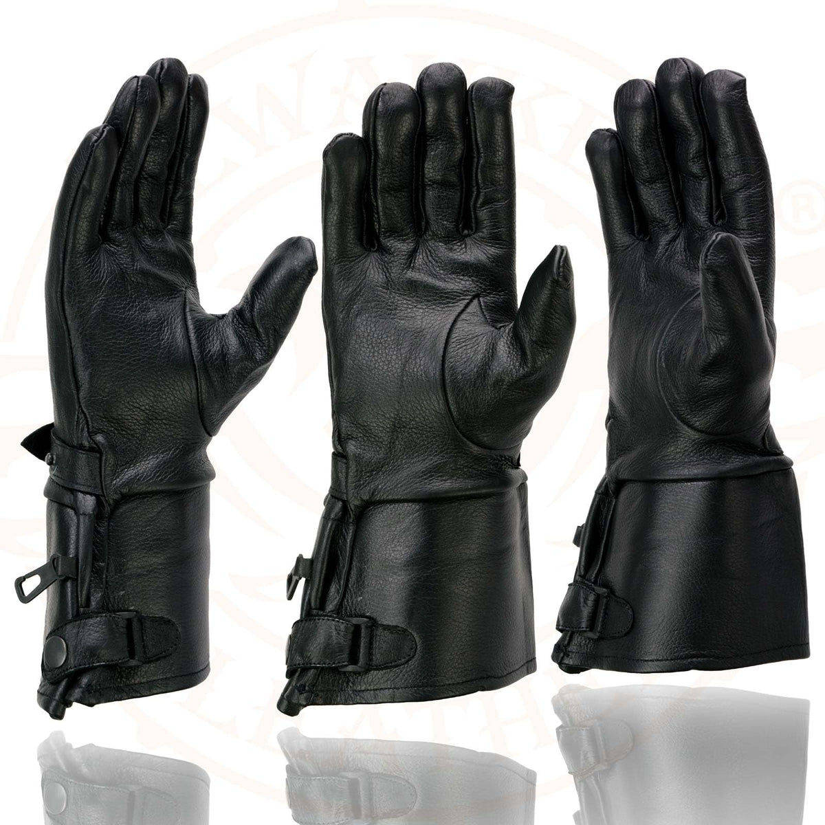 Milwaukee Guantelete de piel para motocicleta, guantes de mano para hombre, piel negro, cierre a presión, forro térmico-SH264, talla XXL