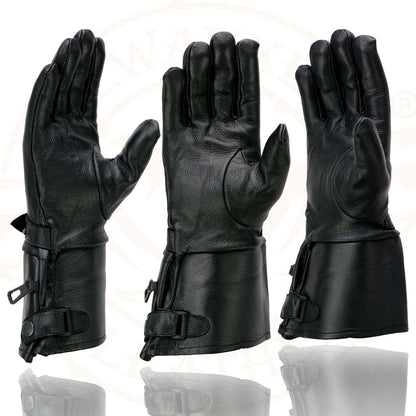 Milwaukee Guantelete de piel para motocicleta, guantes de mano para hombre, piel negro, cierre a presión, forro térmico-SH264, talla XXL
