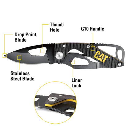 Caterpillar 980265-980265 - Compañero de bolsillo plegable para gato, herramientas de mano, cuchillos, cuchillos, cuchillas