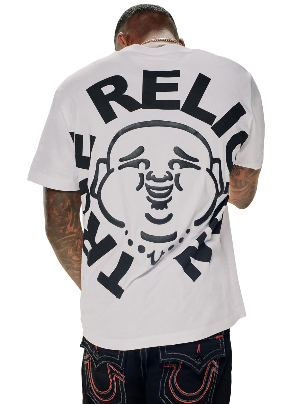 True Religion - Playera de Manga Corta para Hombre, diseño gráfico Casual - XXL - Blanco óptico