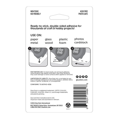 Glue Dots Clear Dot Disposable Dispenser-Craft .375" 200/Pkg