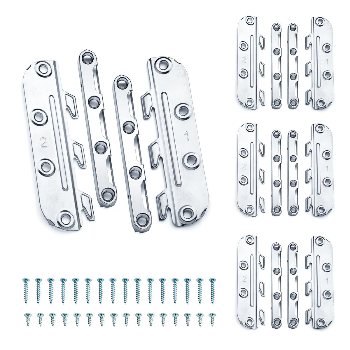 Powertec Soportes para Riel de Cama con Accesorios de Montaje - 1 Count (Pack of 1) - Soporte de cama, 8 unidades
