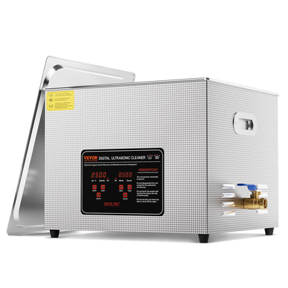 VEVOR Limpiador Ultrasónico, Máquina de Limpieza Profesional de 15 Litros y 360 W con Temporizador y Calentador, Limpiador Ultrasónico Digital de 40 kHz con Cesta para Relojes, Gafas, Joyas