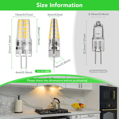 BUBO - Paquete de 10 bombillas LED G4 equivalentes a 30 W, 3000 K, blanco cálido, 250 lúmenes, ángulo de haz de 360 °, foco halógena T3, bombillas de paisaje de repuesto, luces LED AC/DC de 12 V, base