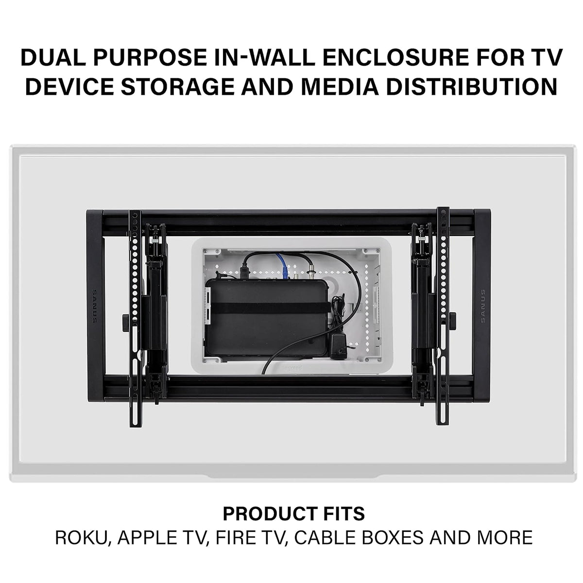 Legrand - Caja de pared de 9 pulgadas para televisores y dispositivos multimedia, caja eléctrica y de almacenamiento de doble propósito, color blanco, montaje empotrado