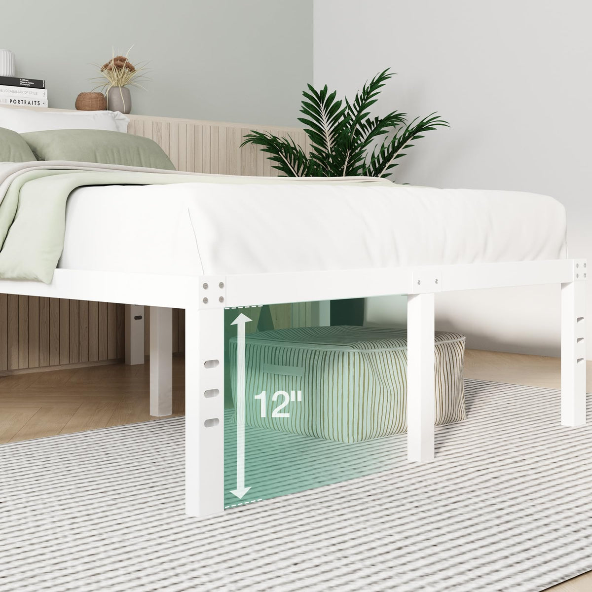 Novilla - Marco de Cama tamaño King, Marco de Cama de Plataforma de Metal de 14 Pulgadas, tamaño King con Espacio de Almacenamiento Debajo de la Cama, Soporte de Listones de Acero Resistente, fácil
