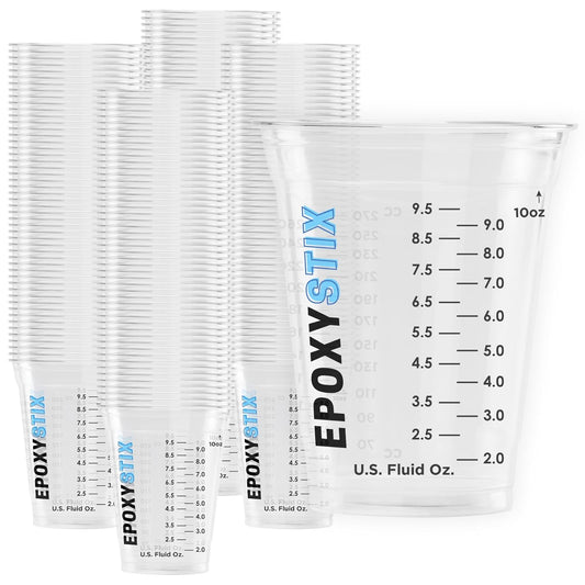 Paquete de 100 tazas graduadas de 12 onzas, para mezclar de 350 ml, para mascotas duraderas, marcas de medición transparentes en oz, ml y tazas, para resina, pintura, mezcla y manualidades