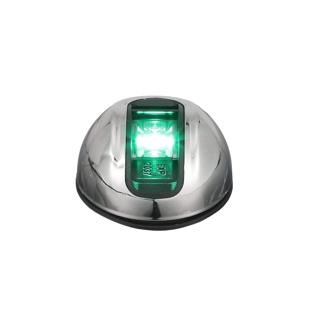 attwood NV3012SSG-7 LightArmor™ Luz de navegación Vertical de Montaje en Superficie de 2 Millas, iluminación LED Verde, Carcasa Redonda de Acero Inoxidable