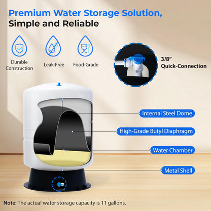 iSpring T11M - Depósito de almacenamiento de agua prepresurizada de 11 galones, 11 galones, color blanco