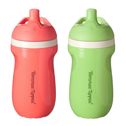 Tommee Tippee Vaso Entrenador Sporty Antiderrames, Paquete de 2, 266 ml - Rojo y verde