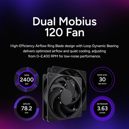 Cooler Master Hyper 612 APEX Enfriador de aire CPU, ventilador dual Mobius 120 PWM, 6 tubos de calor de cobre compuesto superconductor, 159 mm de alto, cubierta superior elegante, AMD Ryzen AM5|AM4