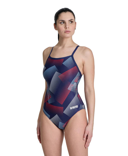 Arena Traje de Baño Lightdrop Back para Mujer - 26 - Navy - Team Red White Blue