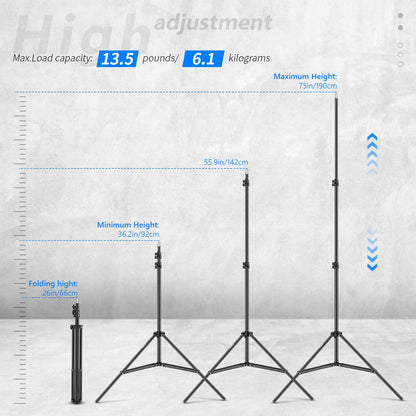 NEEWER 6.23ft/190cm Aluminio Light Trípodes (2 Paquete) | Para Kits de Estudio, Fotografía Lights, Softboxes, Negro