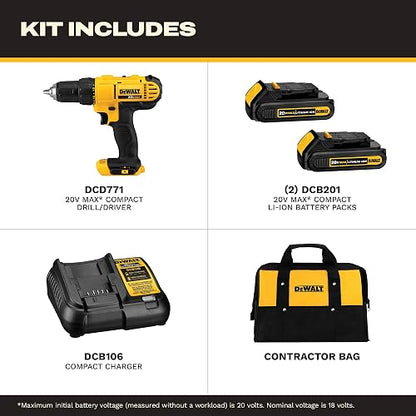DeWALT DCD771C2 - Taladro (Ión de litio) Negro y Amarillo