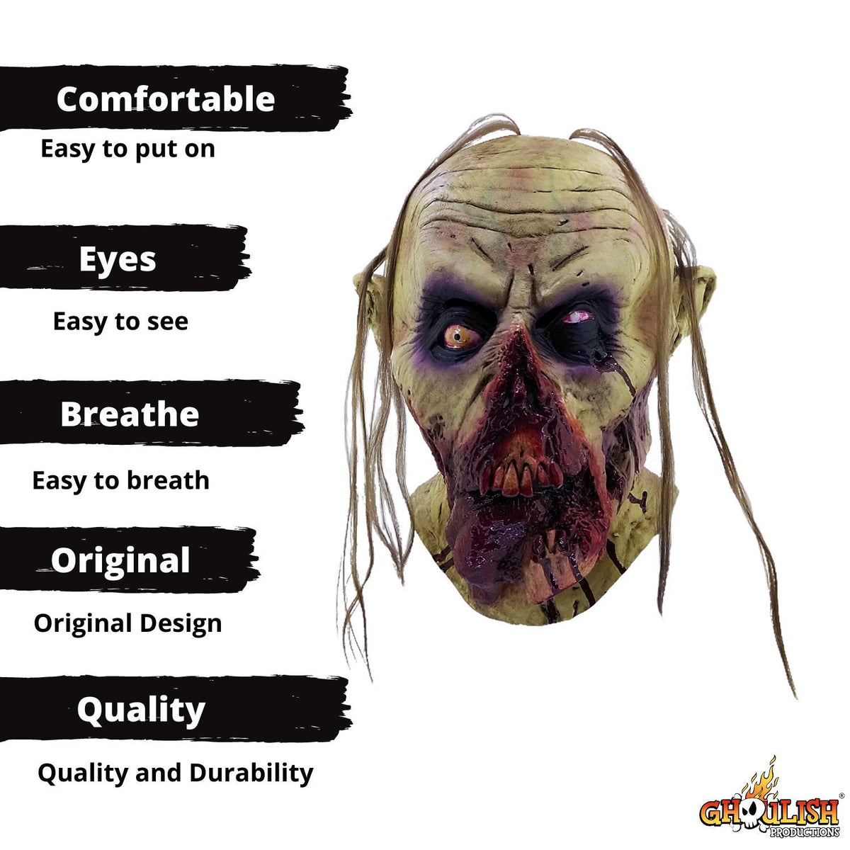Zombie Tongue Mask, Máscara de Muerto Viviente Sangriento, Máscaras de Zombies Ideales para Halloween y Fiestas de Disfraces