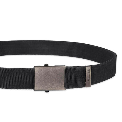 Columbia Cinturón de tela militar ajustable para hombre, talla única, correa de algodón y hebilla de placa de metal