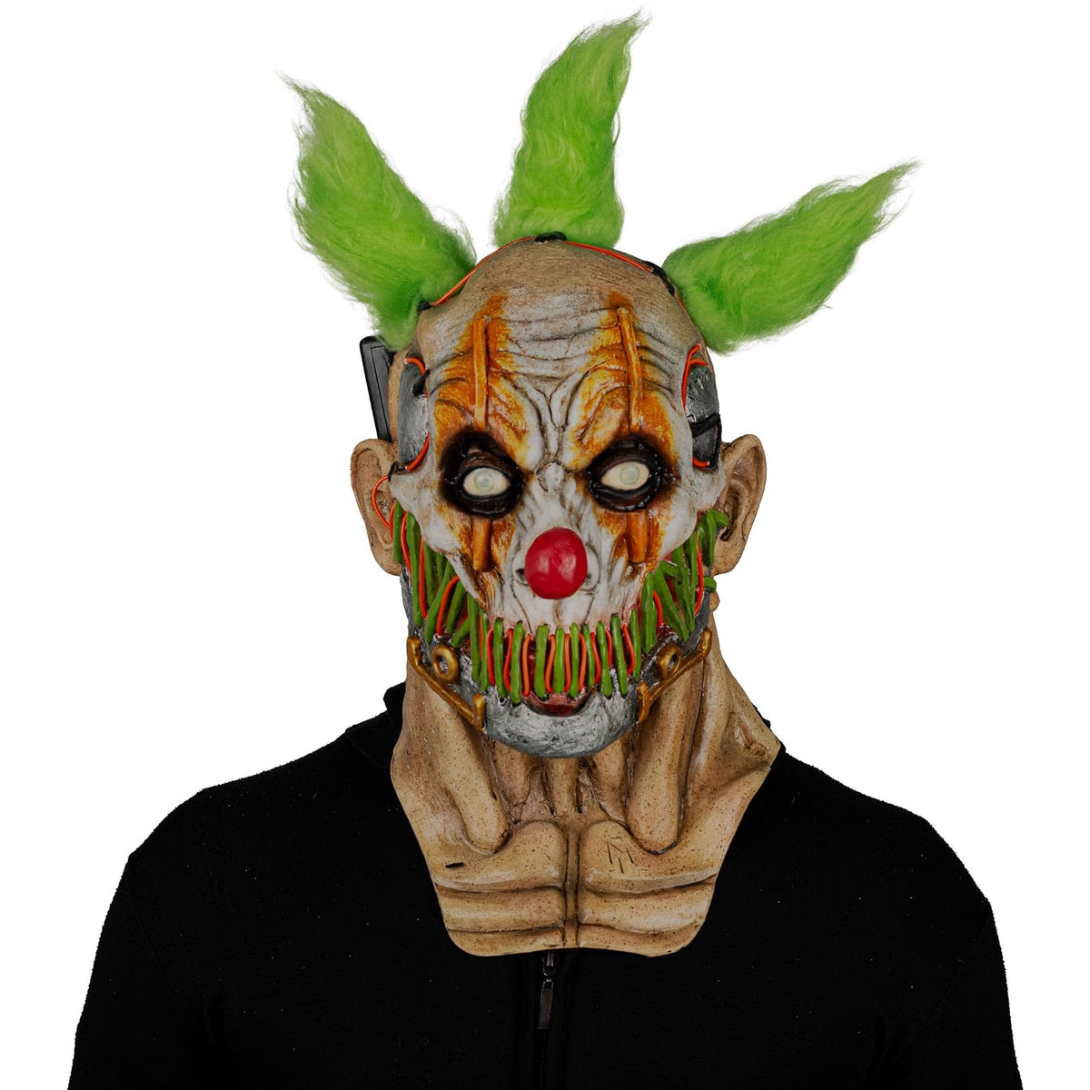 Ghoulish Productions Máscara De Látex Stiched Smile Clown, Accesorio Cosplay Green Payaso Sonriente, Disfraz Aterrador para Halloween y Fiestas Temáticas, Cosplay Ciberpunk Clown, Diseño Artesanal