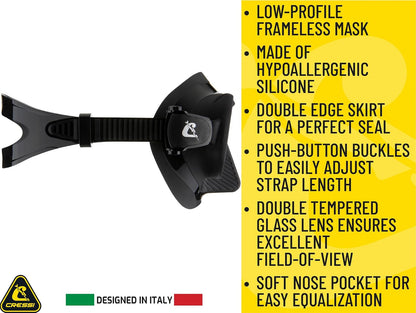 Cressi Lightweight Frameless Mask for Spearfishing, Freediving, and Snorkeling- Flexible and Sturdy- Rombo: Designed in Italy