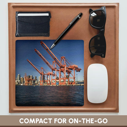 3dRose 8 x 8 x 0.25 Inches Mouse Pad, Seattle Skyline and Shipping Cranes - Jamie and Judy Wild (mp_95906_1)