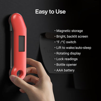 ThermoMaven ProfessionaI - Termómetro de carne digital, 3 veces más rápido de 0,5 segundos, precisión certificada NIST ±0,5 °F, sonda 100% impermeable, indicador brillante de rotación automática, para