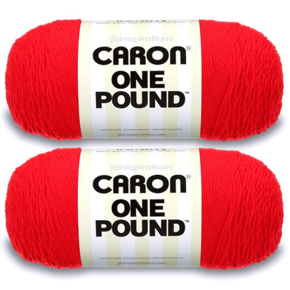 Caron One Pound Estambre Acrílico, Paquete de 2 - Paquete de 2 - Escarlata
