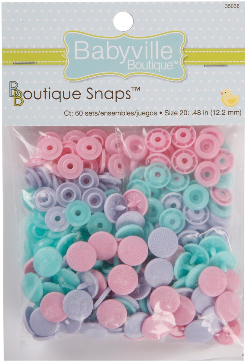 Babyville Boutique Broches de Presión para Bebé, 60 Sets - 60 sets - Mariposas - Tamaño 20