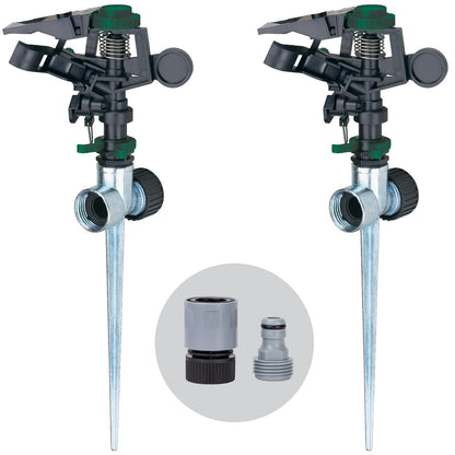 Melnor 65176AMZ Aspersor pulsante Doble Paquete con Espiga de Metal