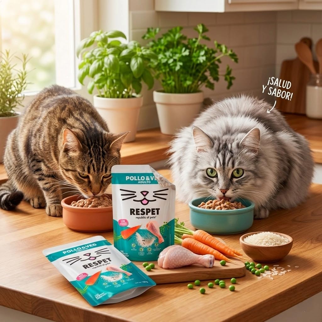 RESPET Alimento Húmedo para Gatos Pollo y Vegetales Sin Gluten 21 Sobres 100g