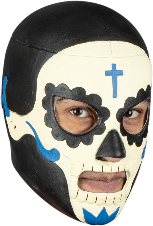 REV Máscara De Luchador Mexicano Dulce Muerte Para Adulto, Diseño Calavera Enmascarado De Lucha Libre, Ideal Para Halloween, Eventos Deportivos, Cosplay, Porras Y Partidos