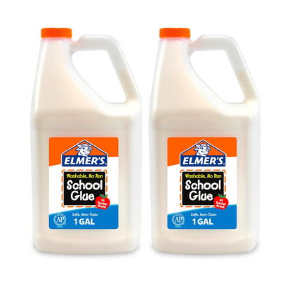 Elmer's Liquid School Glue, Great For Making Slime, White, Washable, 1 Gallon, 2 Count
